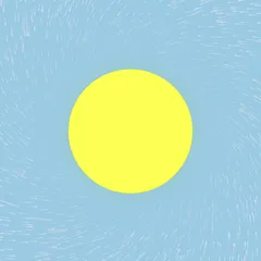 A bright yellow circle in the middle of a sky-blue background with small white streaks swirling towards it like a toilet flushing